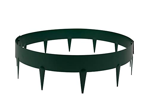 HORNVAL Stahl Baumumrandung mit Dornen - Wurzelsperren aus Zinkblech - Matt Grün O2B Ø 0,9m Baumring - Rhizomsperre Garten Zaun Rasenkante Metall - Zaun Garten Beeteinfassung Metall von HORNVAL