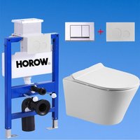 82cm Vorwandelement Toilette Set, Unterputz Spülkasten und Wand wc mit weiß runde betätigungsplatte - Horow 82cm Vorwandelement Toilette Set, Unterputz Spülkasten und Wand wc mit weiß runde betätigungsplatte - Horow von HOROW