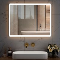 Badspiegel 60x80 cm Antibeschlag Badezimmerspiegel mit 3 Lichtfarben Helligkeit Einstellbar Memory-Funktion HOROW Badspiegel 60x80 cm Antibeschlag Badezimmerspiegel mit 3 Lichtfarben Helligkeit Einstellbar Memory-Funktion HOROW von HOROW