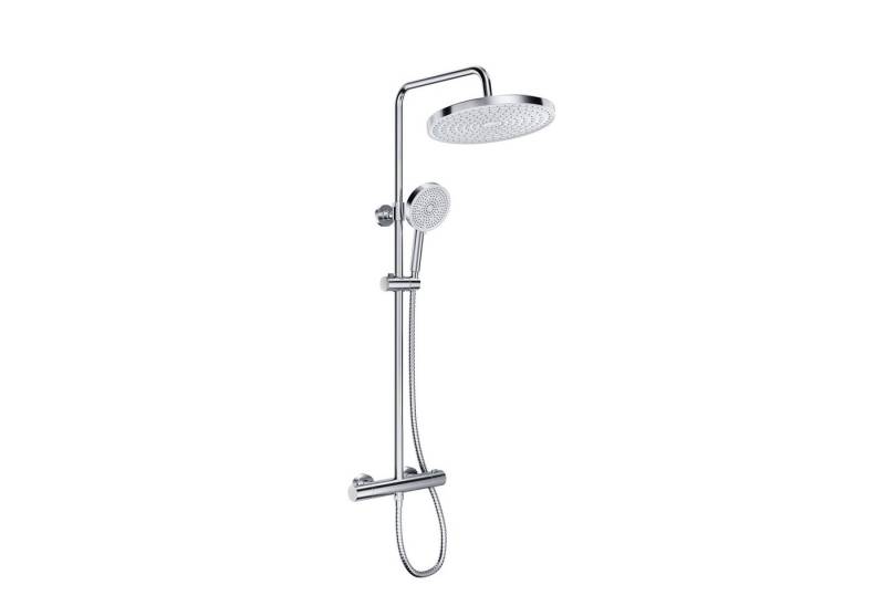 HOROW Brausegarnitur Duschsystem ohne Armatur, Regendusche Set Chrom mit Messing Ventilkern, 5 Strahlart(en), Regendusche Set, mit 5 Strahlarten Handbrause, 5 Modi Duschkopf, Höhenverstellbar, Wassersparend Duschset von HOROW