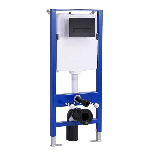 HOROW Vorwandelement Unterputzspülkasten für Wand-WC, inkl. Drückerplatte/Betätigungsplatte mit 2-Mengen-Spültechnik, Stahlkonstruktion, Höhenverstellbar UWT01H, Rechteckig Schwarz von HOROW
