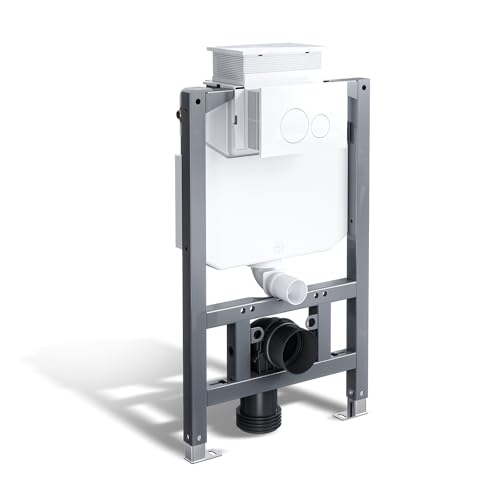 HOROW Vorwandelement WC - Unterputz Spülkasten Toilette mit weiß Betätigungsplatte WC - HDPE Material Vorwandspülkasten für Wand-WC - Bemaltes Eisenregal - WC Set Komplettset - 82×50×14 cm - UWT04L von HOROW