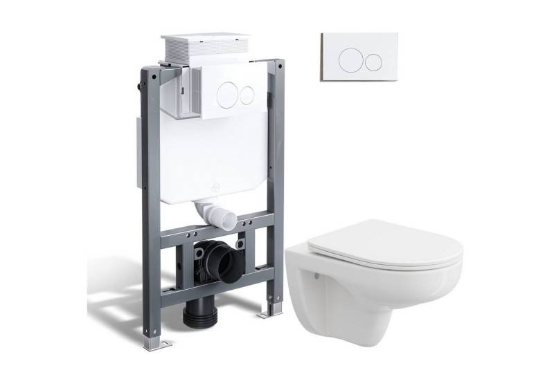 HOROW Vorwandelement WC WC-Komplettset Spülkasten hänge WC Set, wc Komplett Set, 2-Mengen-Spulung von HOROW