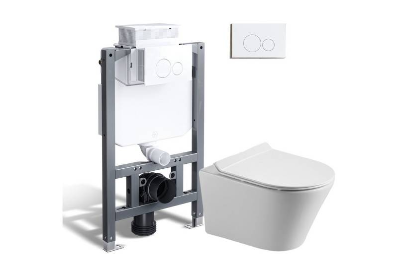 HOROW Vorwandelement WC WC-Komplettset Spülkasten hänge WC Set, wc Komplett Set, 2-Mengen-Spulung von HOROW