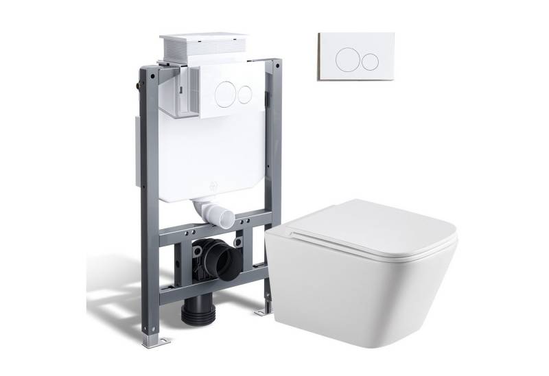 HOROW Vorwandelement WC WC-Komplettset Spülkasten hänge WC Set, wc Komplett Set, 2-Mengen-Spulung von HOROW