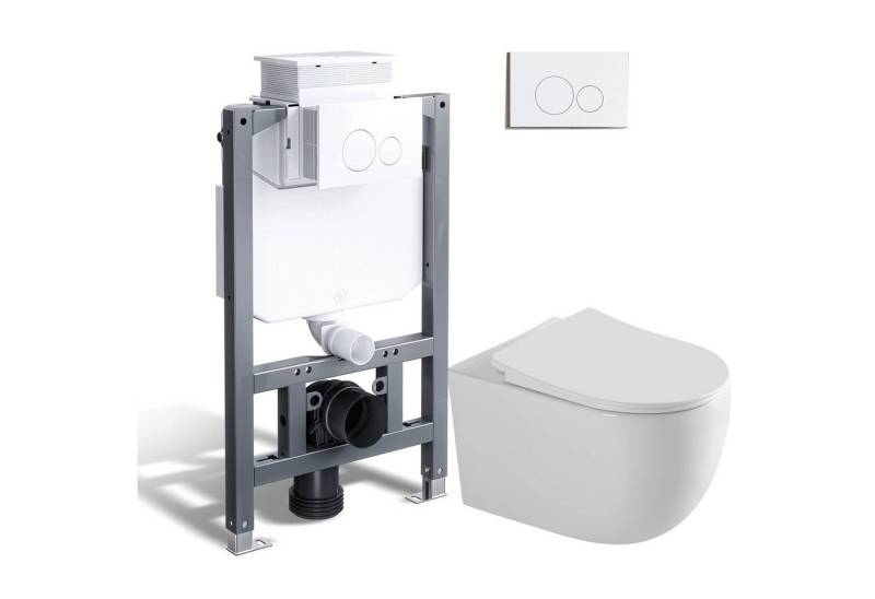 HOROW Vorwandelement WC WC-Komplettset Spülkasten hänge WC Set, wc Komplett Set, 2-Mengen-Spulung von HOROW