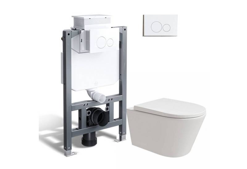HOROW Vorwandelement WC WC-Komplettset Spülkasten hänge WC Set, wc Komplett Set, 2-Mengen-Spulung von HOROW