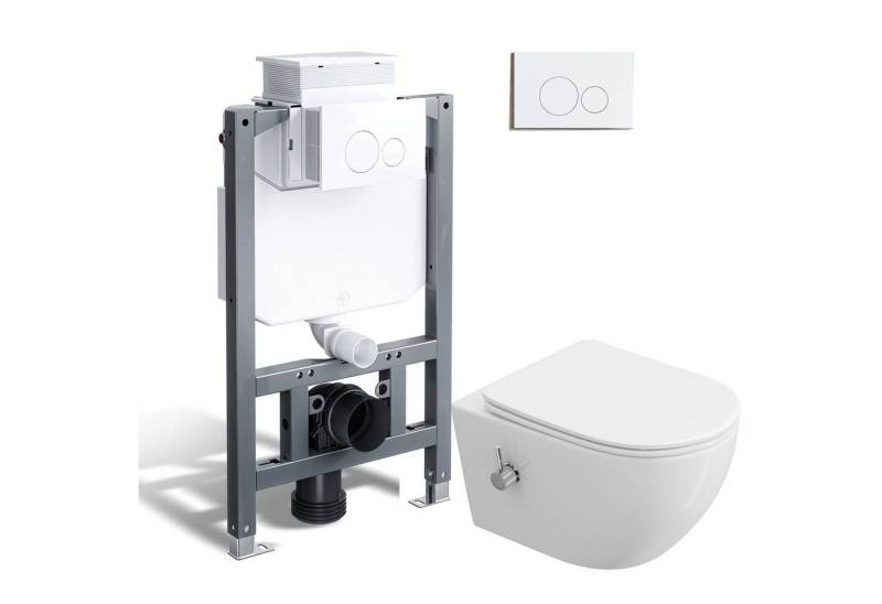 HOROW Vorwandelement WC WC-Komplettset Spülkasten hänge WC Set, wc Komplett Set, 2-Mengen-Spulung von HOROW