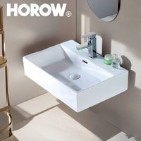 Horow - Waschbecken 60 cm modernen Loft Air Design Eckig Wand-Waschbecken Möbelwaschtisch Waschtisch aus Keramik Weiß 600 x 420 x 140 mm von HOROW