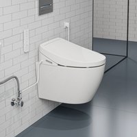 Hänge WC Toilette Set mit Intelligenter Smart Bidet Toilettesitz mit Dusch Funktion Beheizter Sitz, Nachtlicht, Warmlufttrocknung von HOROW