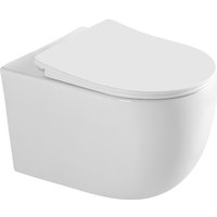 Hänge wc Spülrandlos wc Set aus Keramik-Hängetoilette mit Softclose WC-Sitz-Wand wc mit Lotus Effekt Nano Beschichtung--Kloschüssel für Bäder von HOROW