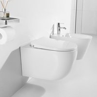 Spülrandlo Toilette Wand Hänge wc Keramik und Bidet Set mit WC-Sitz Softclose - Horow von HOROW