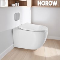 Horow - Toilette Hänge wc für Gäste-WC Spülrandlos inkl. wc Sitz mit Absenkautomatik softclose + abnehmbar Toilettensitz von HOROW
