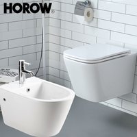 Horow - Toilette Wand Hänge wc Keramik Bidet Toilette WC-Sitz Spülrandlo Softclose von HOROW