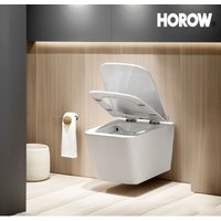 Spülrandlos Hänge wc - weniger Bakterien - wassersparendes weiß Wand wc - geruchsarmer Tiefspüler - Toilettendeckel aus robustem pp mit von HOROW