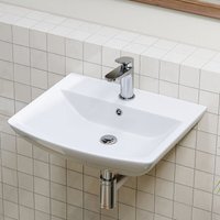 Keramik Waschtisch 4842cm, Hänge Waschbecken mit 1 Hahnloch und Überlauf, Waschtisch Handwaschbecken Klein Keramik Weiß,Handwaschbecken Klein Gäste wc von HOROW