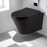 Horow - Schwarz Matt wandhängendes wc mit Toilettendeckel mit Absenkautomatik -Superspin-Spülung Hänge wc für Gäste wc Horow - Schwarz Matt wandhängendes wc mit Toilettendeckel mit Absenkautomatik -Superspin-Spülung Hänge wc für Gäste wc von HOROW
