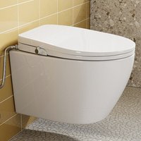 Horow - Spülrandloses Hänge wc Toilette + Softclose Dusch wc Deckel mit Bidet-Funktion - Gesäßdusche & Ladydusche i ohne Strom von HOROW