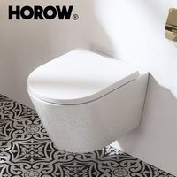 Wandhängendes spülrandlose Wand-WC mit Toilettendeckel Toilette mit Absenkautomatik - Superspin-Einloch-Spülung von HOROW