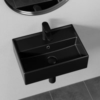 Wandmontage Waschbecken Bad Hänge- oder Aufsatzwaschtisch Schwarz Aufsatzwaschbecken mit Hahnloch klein 45x31cm HOROW Wandmontage Waschbecken Bad Hänge- oder Aufsatzwaschtisch Schwarz Aufsatzwaschbecken mit Hahnloch klein 45x31cm HOROW von HOROW