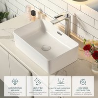 Horow - Waschbecken Badezimmer Keramik - Aufsatzwaschbecken Dünnem Rand Design- Waschtisch - Waschplätze Handwaschbecken mit Pop-up Ablaßventil- 48 × von HOROW