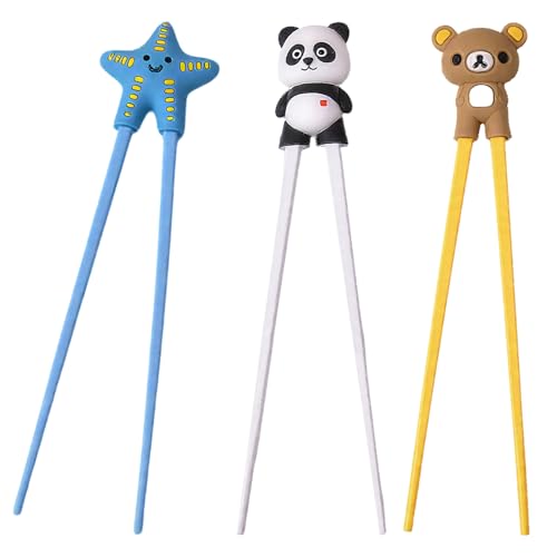 HORREX 3 Stücke Essstäbchen Kinder Niedliche Stäbchen Hilfe Sushi Stäbchen Wiederverwendbar Toddler Chopsticks Trainingsstäbchen Stäbchenkopf Abnehmbar Lernset In Niedlichen Design von HORREX