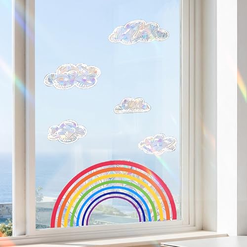 Regenbogen Fensterbilder Set 30Cm x 40Cm Regenbogen Prisma Fensteraufkleber Suncatcher Sticker Vogelschutz Aufkleber Suncatcher Sticker Regenbogen Fensterfolie Anti Kollisions für Fenster von HORREX