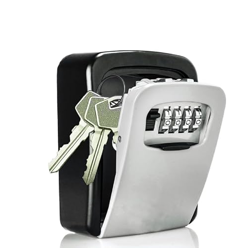 Schlüsselsafe Aussen 1 Stück Schlüsseltresor Außen Grau Schlüsseltresor mit Zahlencode Safe-Code-Schlüsselbox für den Innen- und Außenbereich Geeignet Schlüsselbox mit Code Schlüssel Safe von HORREX