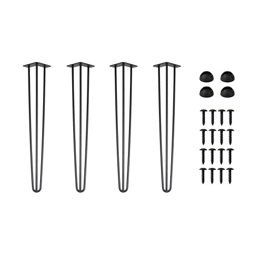 HORST Hairpin Tischbein Set (Länge 71 cm) – 4 Belastbare Hairpin Möbelbeine aus rostfreiem Rundstahl (12 mm), inklusive Schrauben & Bodenschutzfüße von HORST