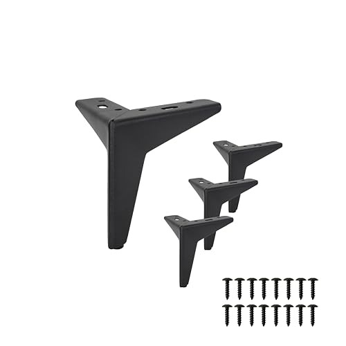 HORST Möbelbeine dreieckig (12,8 x 13 x 12,8 cm (LxHxB)) – 4 Belastbare Möbelfüße aus rostfreiem Stahl (2,6 mm), dreieckige Schwarze Stuhlbeine, hohe Tragfähigkeit von HORST
