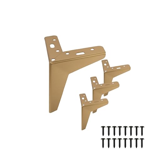 HORST Möbelbeine dreieckig (12,8 x 13 x 12,8 cm (LxHxB)) – 4 Belastbare Möbelfüße aus rostfreiem Stahl (2,6 mm), dreieckige Stuhlbeine in Gold, hohe Tragfähigkeit von HORST
