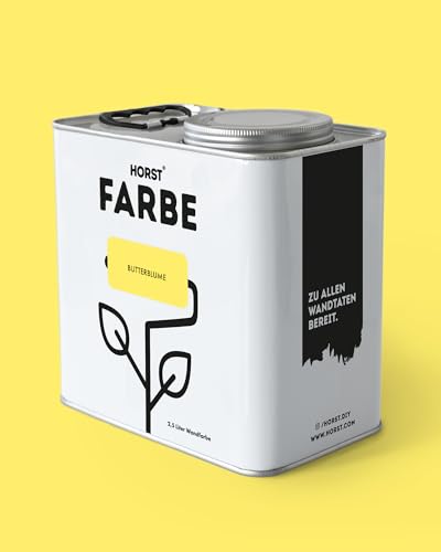 HORST Wandfarbe Butterblume Gelb 2,5 L – ökologische Premium Innenfarbe mit hoher Deckkraft – spritzfrei tropffrei vegan nachhaltig geruchsneutral von HORST