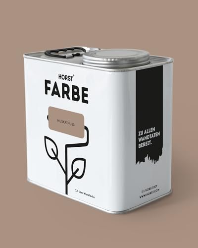 HORST Wandfarbe Muskatnuss Braun 2,5 L – ökologische Premium Innenfarbe mit hoher Deckkraft – spritzfrei tropffrei vegan nachhaltig geruchsneutral von HORST