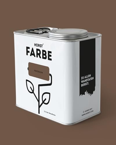 HORST Wandfarbe Nussbaum Braun 2,5 L – ökologische Premium Innenfarbe mit hoher Deckkraft – spritzfrei tropffrei vegan nachhaltig geruchsneutral von HORST