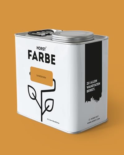 HORST Wandfarbe Sanddorn Gelb 5 L – ökologische Premium Innenfarbe mit hoher Deckkraft – spritzfrei tropffrei vegan nachhaltig geruchsneutral von HORST