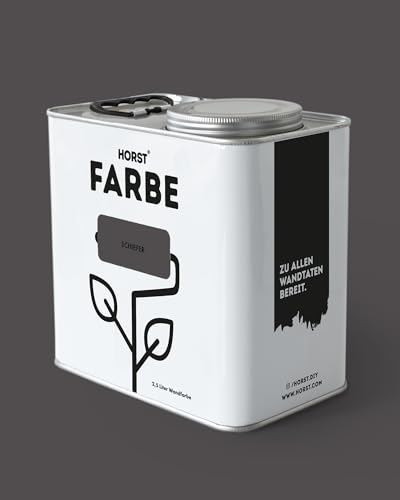 HORST Wandfarbe Schiefer Grau 2,5 L – ökologische Premium Innenfarbe mit hoher Deckkraft – spritzfrei tropffrei vegan nachhaltig geruchsneutral von HORST