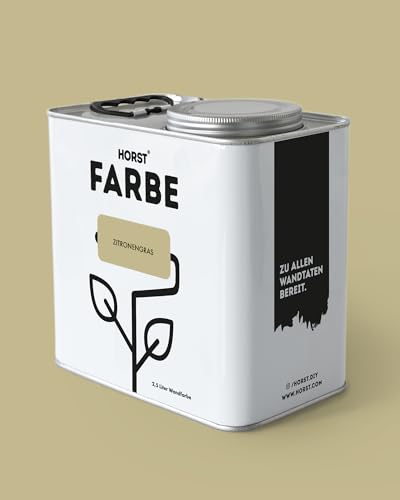 HORST Wandfarbe Zitronengras gelb 5 L – ökologische Premium Innenfarbe mit hoher Deckkraft – spritzfrei tropffrei vegan nachhaltig geruchsneutral von HORST