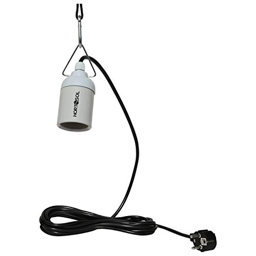 HORTOSOL E40 Fassung 4m Lampen Aufhänger verkabelt für ESL von HORTOSOL