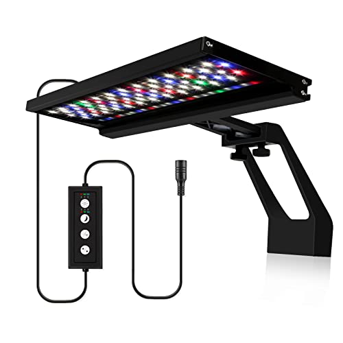 14W 30 cm Clip-on LED Aquariumbeleuchtung, 24/7 Tageslicht Timer Mondlicht Timer, Einstellbare Helligkeit Aquarium LED Licht mit 9 Farben, für Pflanzenbeleuchtung, Süßwasseraquarien von HORXFLIG