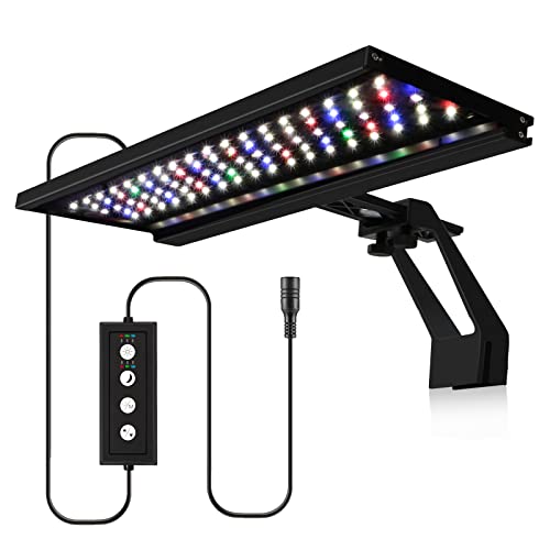 18W 45 cm Clip-on LED Aquariumbeleuchtung, 24/7 Tageslicht Timer Mondlicht Timer, Einstellbare Helligkeit Aquarium LED Licht mit 9 Farben, für Pflanzenbeleuchtung, Süßwasseraquarien von HORXFLIG