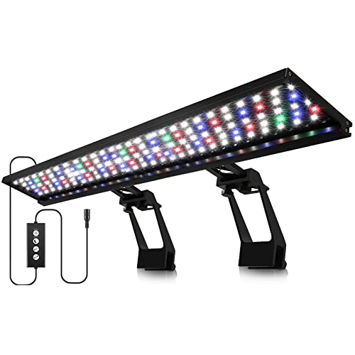 26W 75 cm Clip-on LED Aquariumbeleuchtung, 24/7 Tageslicht Timer Mondlicht Timer, Einstellbare Helligkeit Aquarium LED Licht mit 9 Farben, für Pflanzenbeleuchtung, Süßwasseraquarien von HORXFLIG