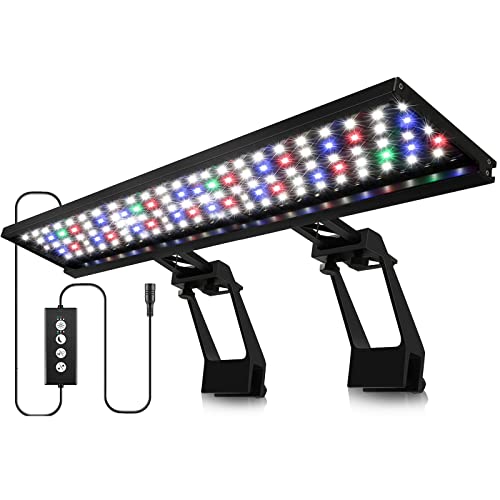 22W 60 cm Clip-on LED Aquariumbeleuchtung, 24/7 Tageslicht Timer Mondlicht Timer, Einstellbare Helligkeit Aquarium LED Licht mit 9 Farben, für Pflanzenbeleuchtung, Süßwasseraquarien von HORXFLIG