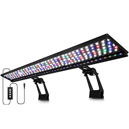 42W 120 cm Clip-on LED Aquariumbeleuchtung, 24/7 Tageslicht Timer Mondlicht Timer, Einstellbare Helligkeit Aquarium LED Licht mit 9 Farben, für Pflanzenbeleuchtung, Süßwasseraquarien von HORXFLIG