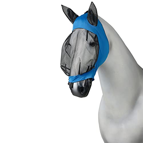 Horze Pferde Fliegenmaske mit Ohren, Stretch Fliegenhaube für Pferd und Pony, Blau, P von HORZE