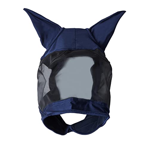 Horze Pferde Fliegenmütze Cayman, Fliegenmaske mit Ohren und UV Schutz, Blau, XL von HORZE