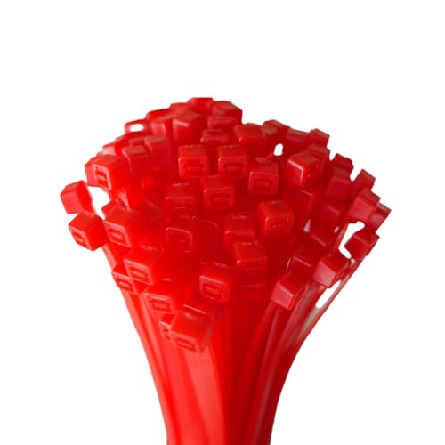 HORZEFIX Kabelbinder 100 Stück rot lang uv beständig Universalbinder 2,5|3,6|4,8|7,6 breit (3,6 x 140 mm) von HORZEFIX