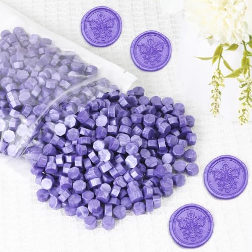 HOSEALING Siegelwachsperlen, Violett, 720 Stück, Premium-Wachssiegelperlen für Wachssiegelstempel, Siegelwachspellets, Nachfüllpackung für Wachssiegel-Set, Hochzeitseinladungen, Brief-Umschläge von HOSEALING