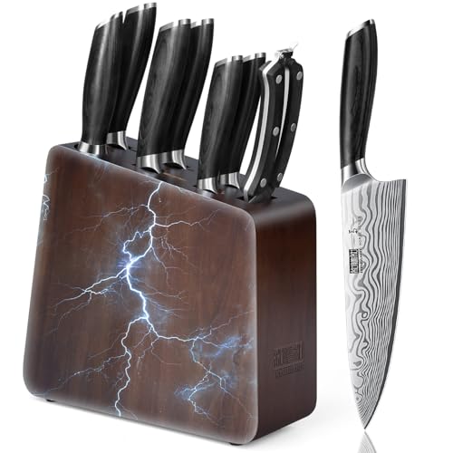 HOSHANHO 8-teiliges Messerset mit Magnetblock, Ultrascharfer Messerblock aus Pulverstahl, Professionelles Kochmesserset mit Ergonomischem Griff und Messerschärfer HOSHANHO 8-teiliges Messerset mit Magnetblock, Ultrascharfer Messerblock aus Pulverstahl, Professionelles Kochmesserset mit Ergonomischem Griff und Messerschärfer von HOSHANHO