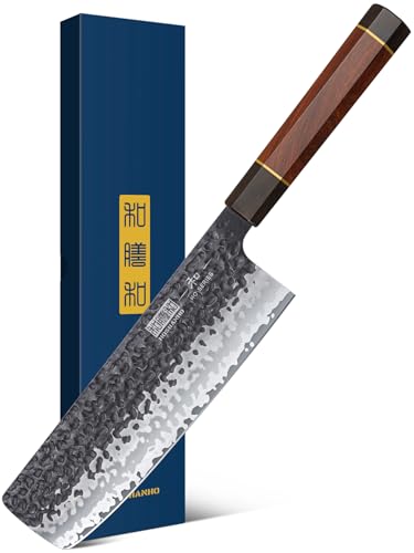 HOSHANHO Japanisches Nakiri Messer Kochmesser, Scharf Küchenmesser Hochkohlenstoffstahl Stahl Nakiri Gemüsemesser, Profi Hackmesser mit 18 cm Messerklinge und Ergonomischem Griff von HOSHANHO
