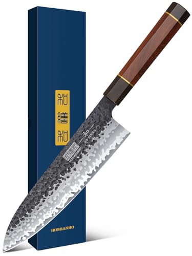 HOSHANHO Kochmesser Küchenmesser, Profi Messer Japanisches Gyuto Kochmesser aus Hochkohlenstoff Stahl, Extra Scharfe Messerklinge Chefmesser mit Rosenholzgriff von HOSHANHO